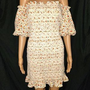 Topshop off shoulder dress w/ flowers
